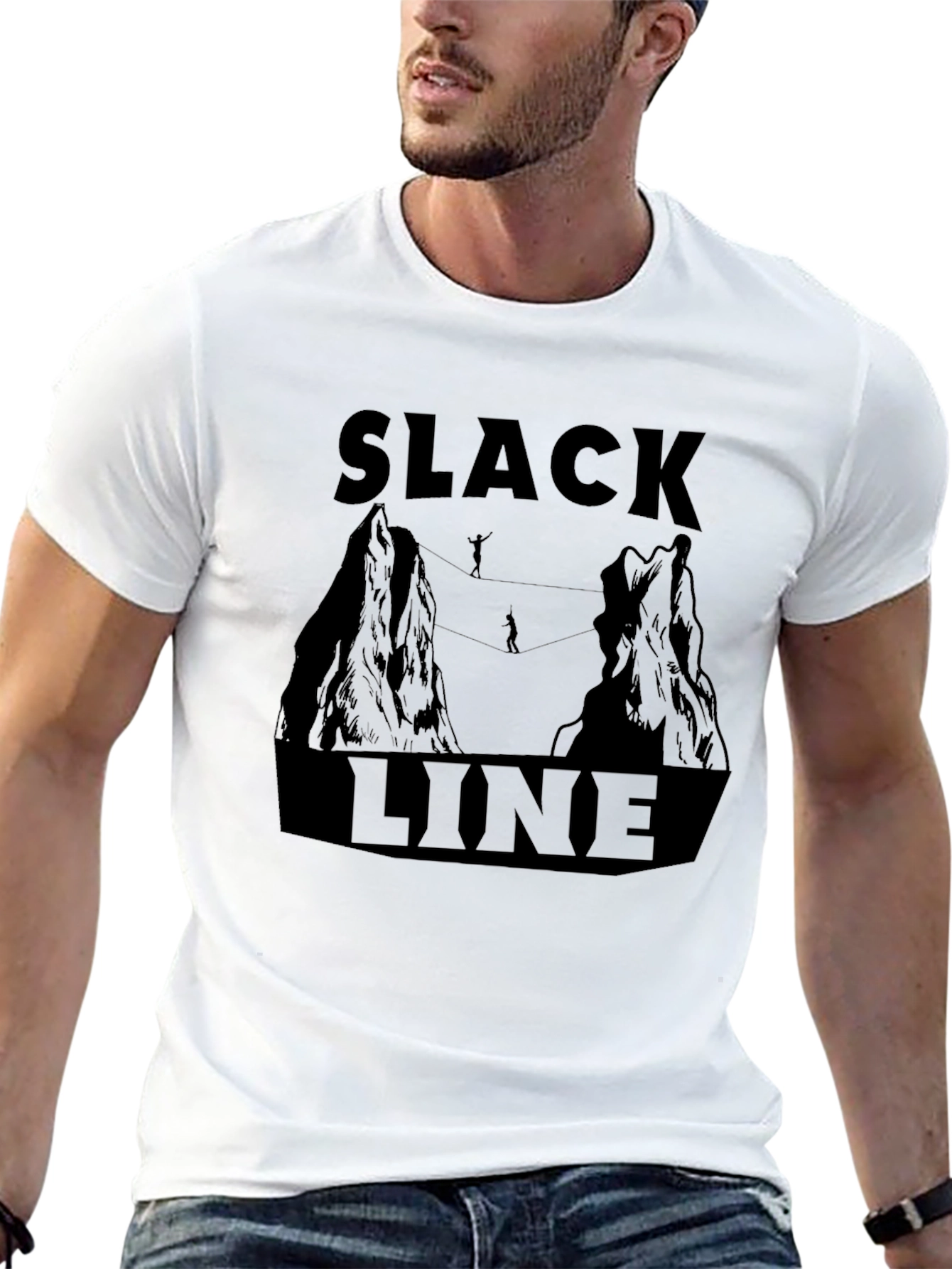 Slackline Adventure T-Shirt: Mountain Highwire Design