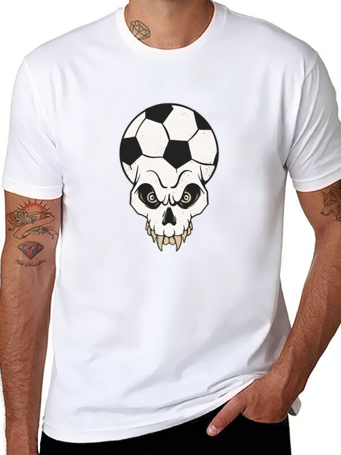Soccer Skull Graphic Tee - Mens Black T-Shirt