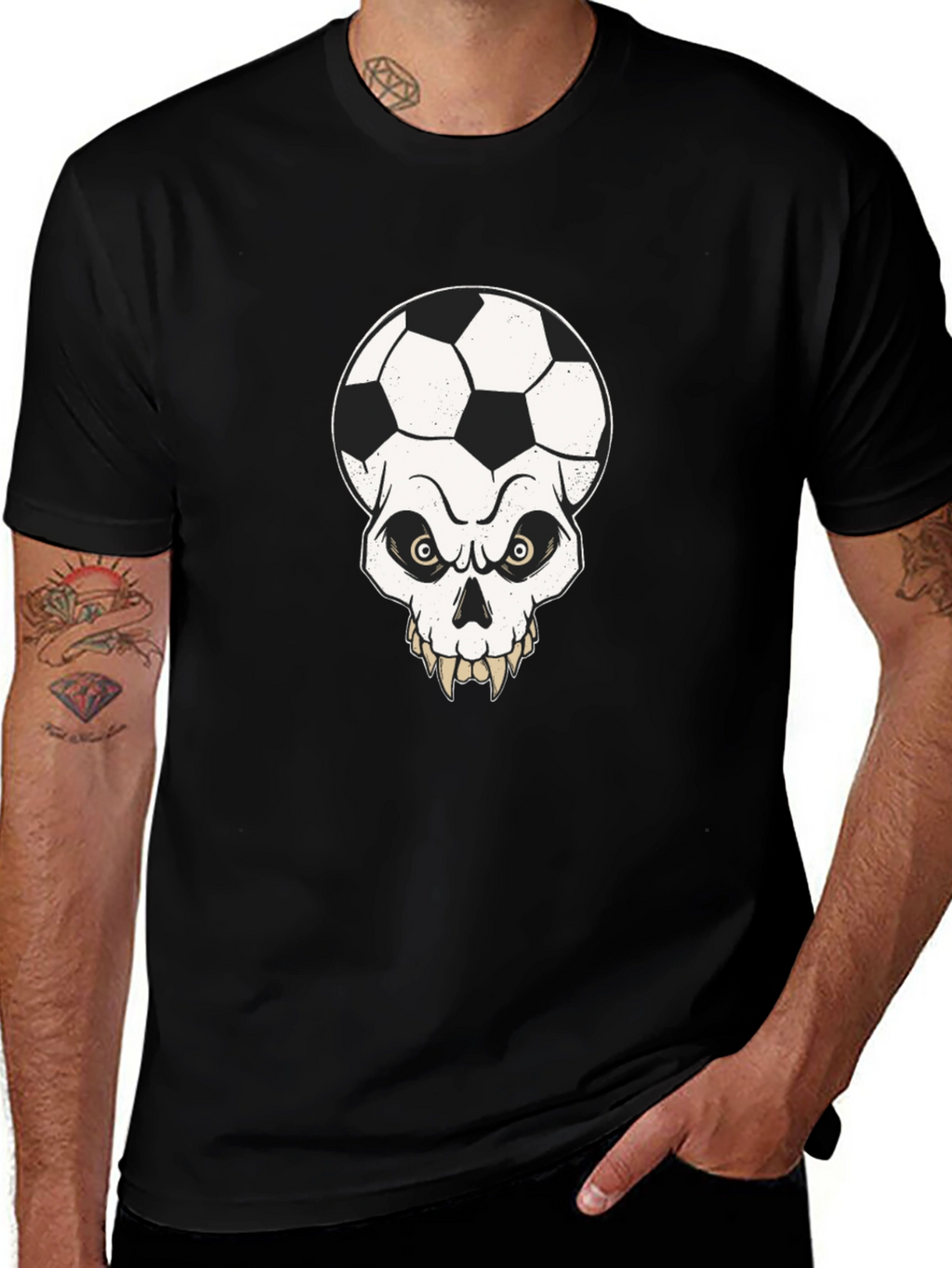 Soccer Skull Graphic Tee - Mens Black T-Shirt