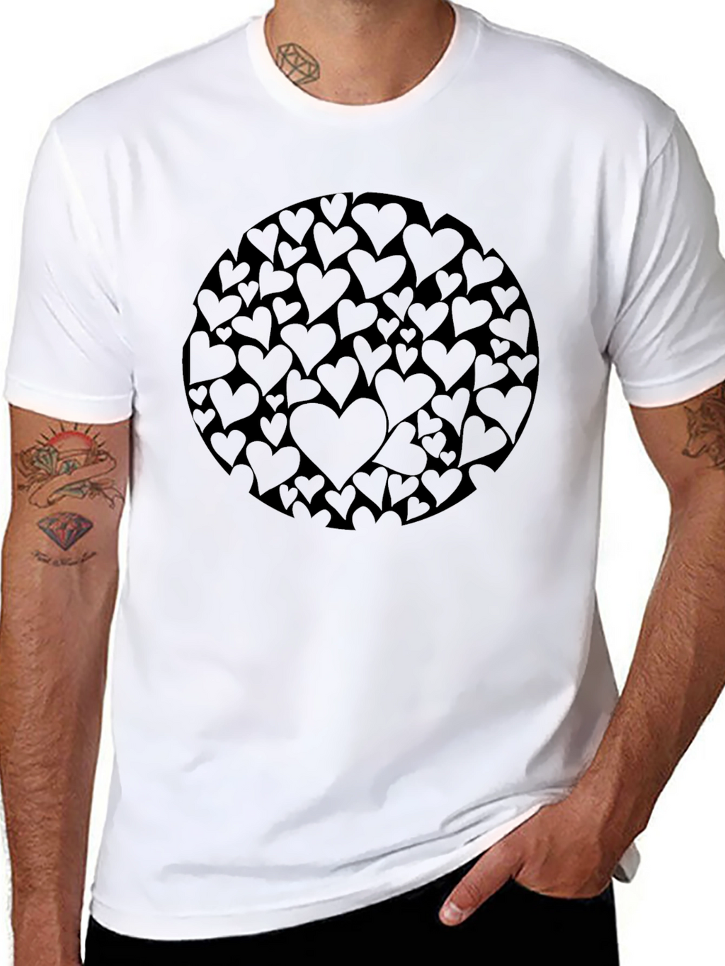 Heart Circle Graphic Black T-Shirt