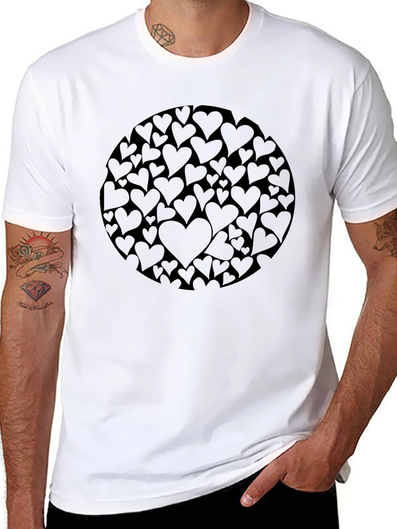 Heart Circle Graphic Black T-Shirt