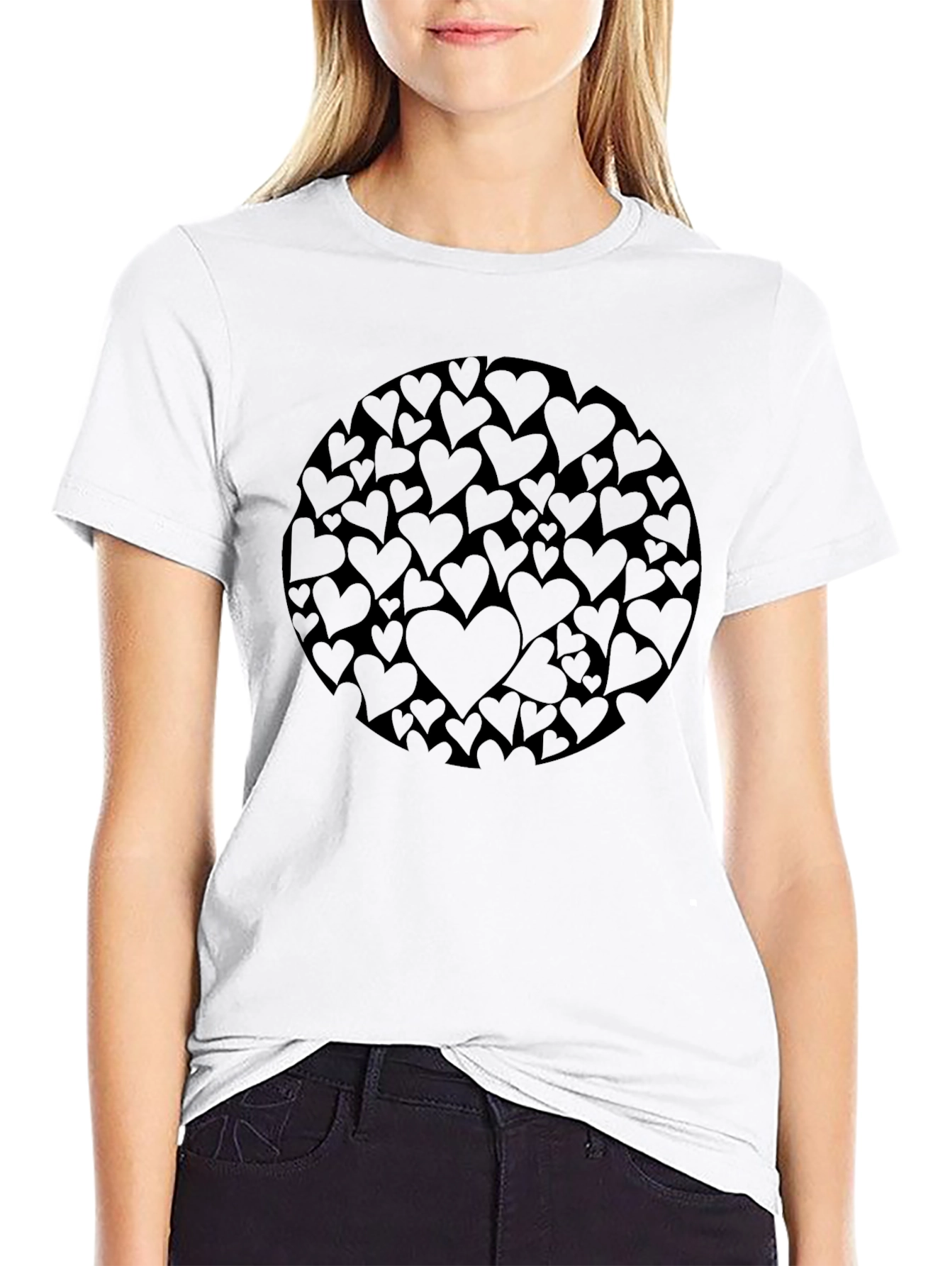 Heart Circle Graphic Black T-Shirt