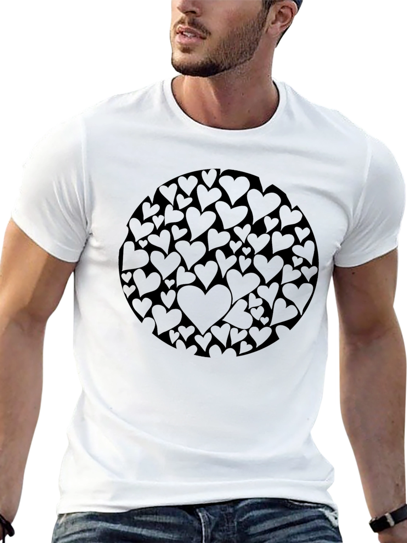 Heart Circle Graphic Black T-Shirt