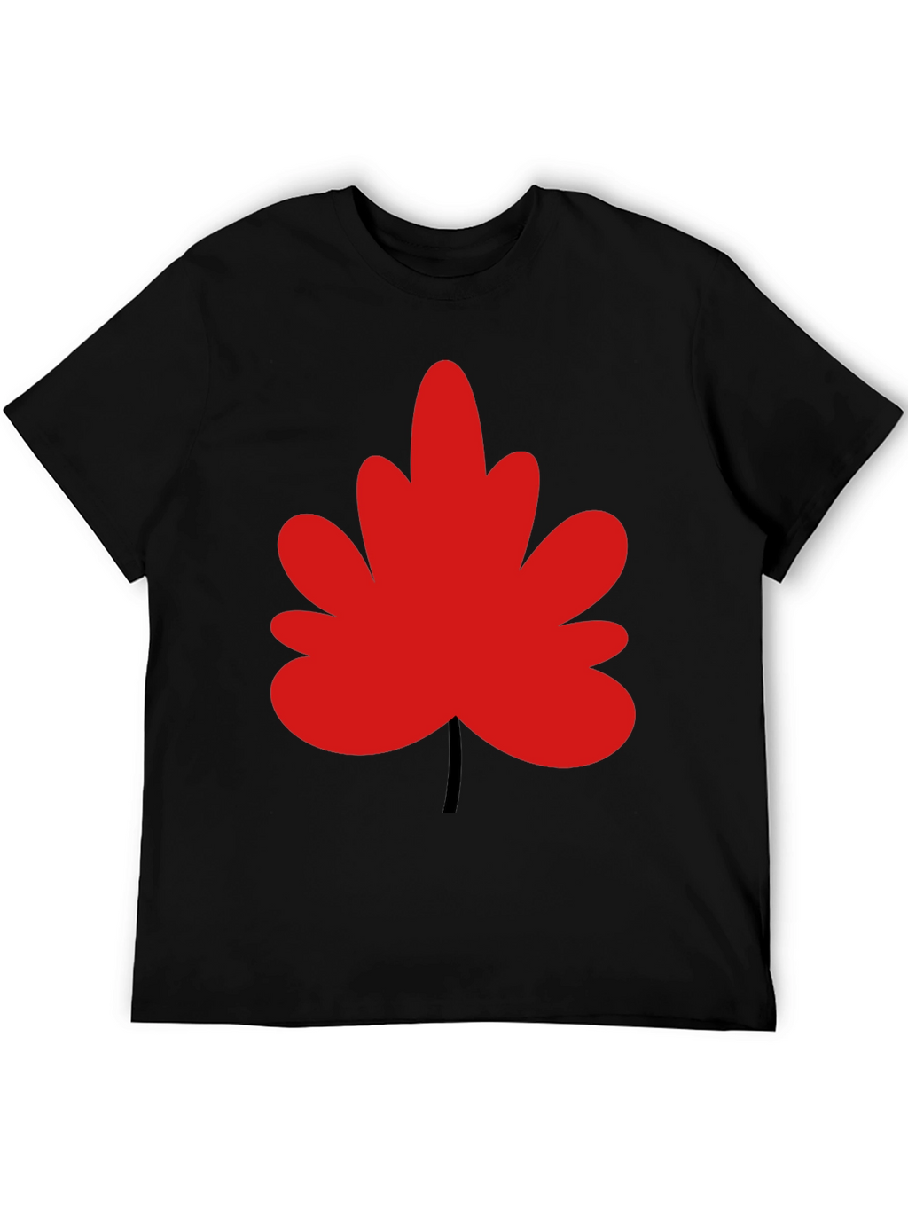 Red Leaf Graphic Black T-Shirt