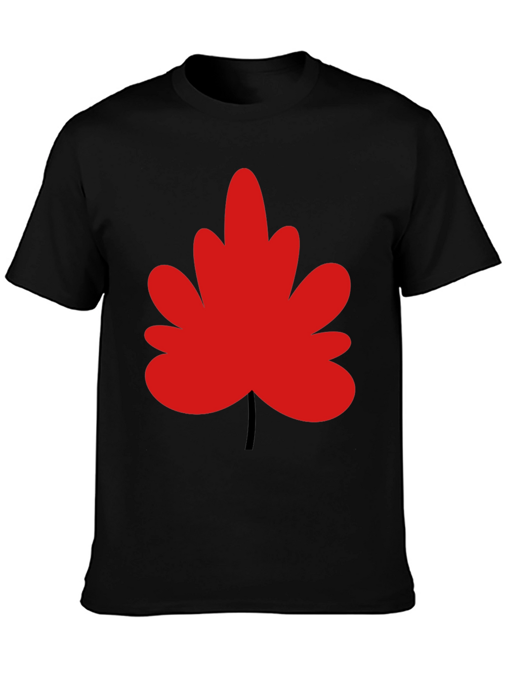Red Leaf Graphic Black T-Shirt