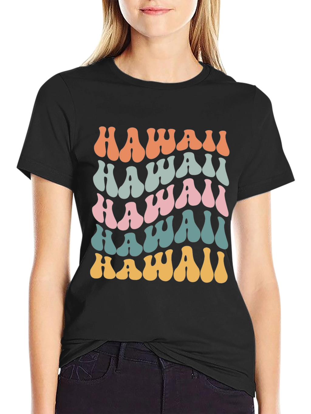 Hawaii Retro T-Shirt Black Tee