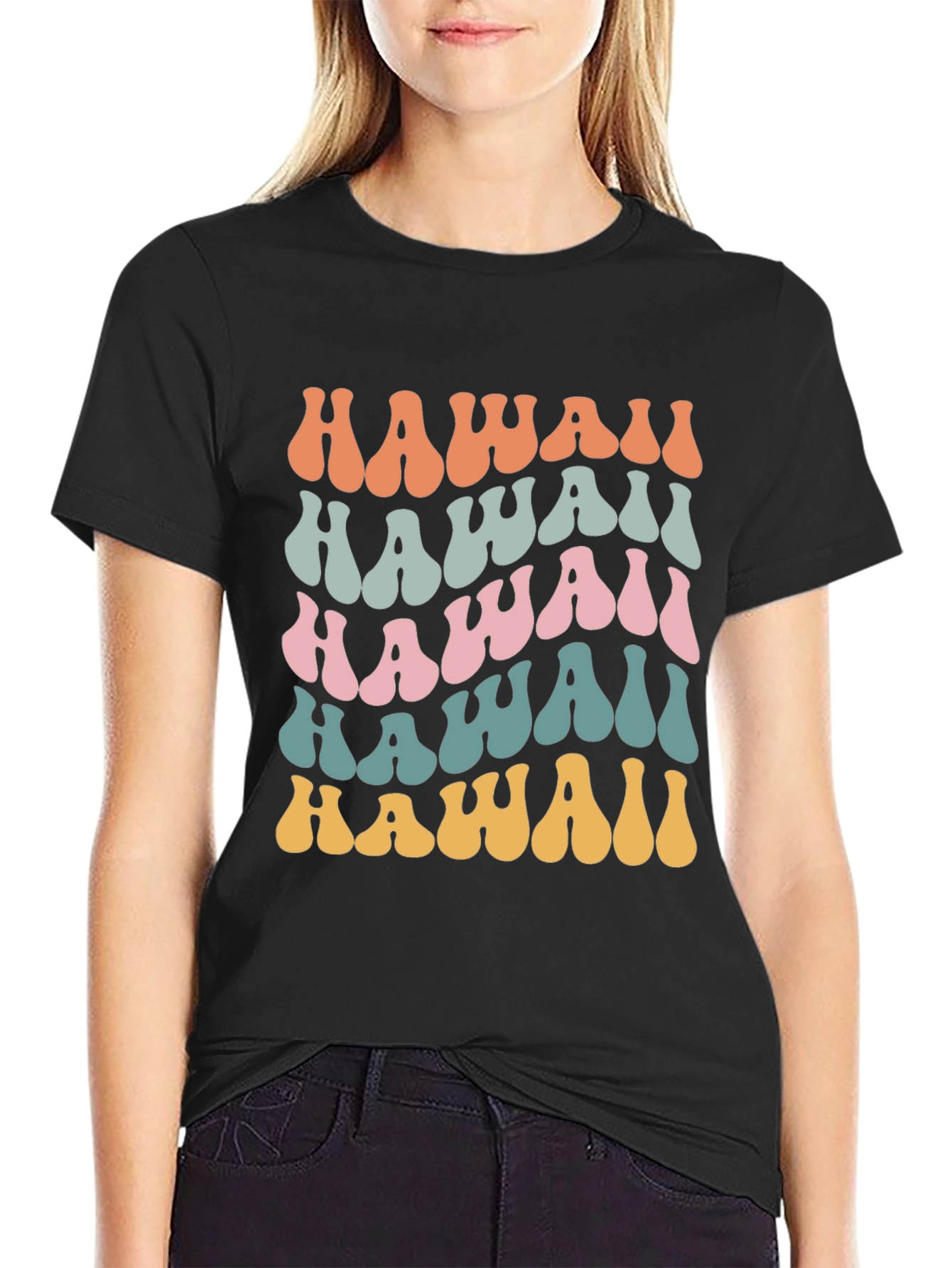 Hawaii Retro T-Shirt Black Tee