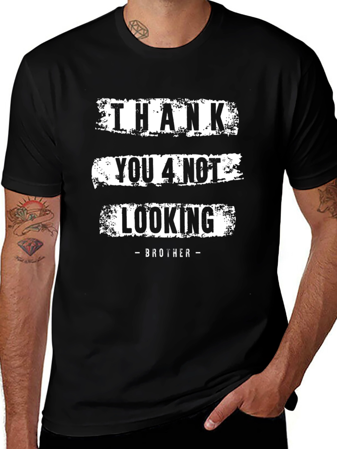 Thank You 4 Not Looking Brother Funny Graphic Tee