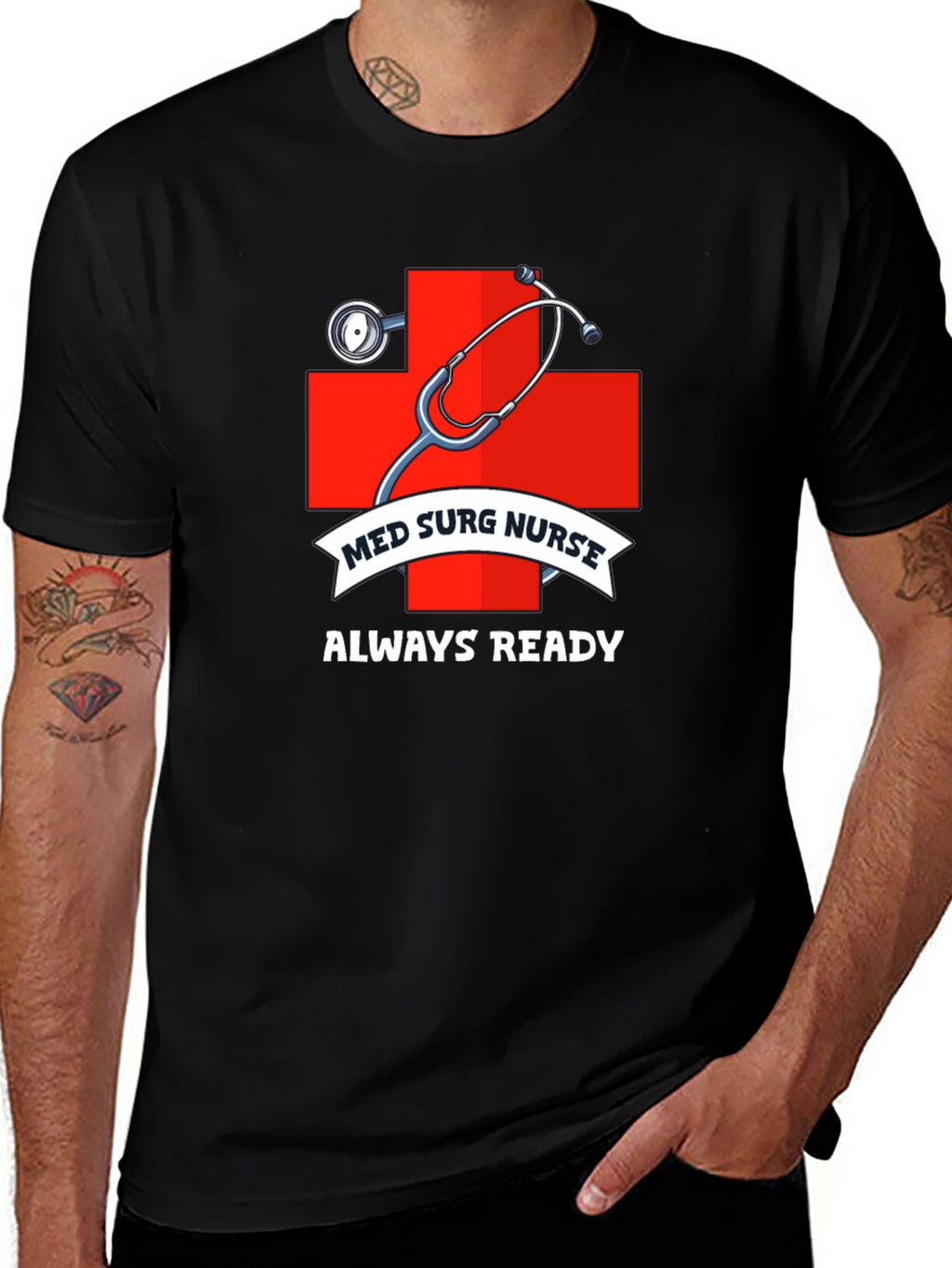 Med Surg Nurse Always Ready Black T-Shirt