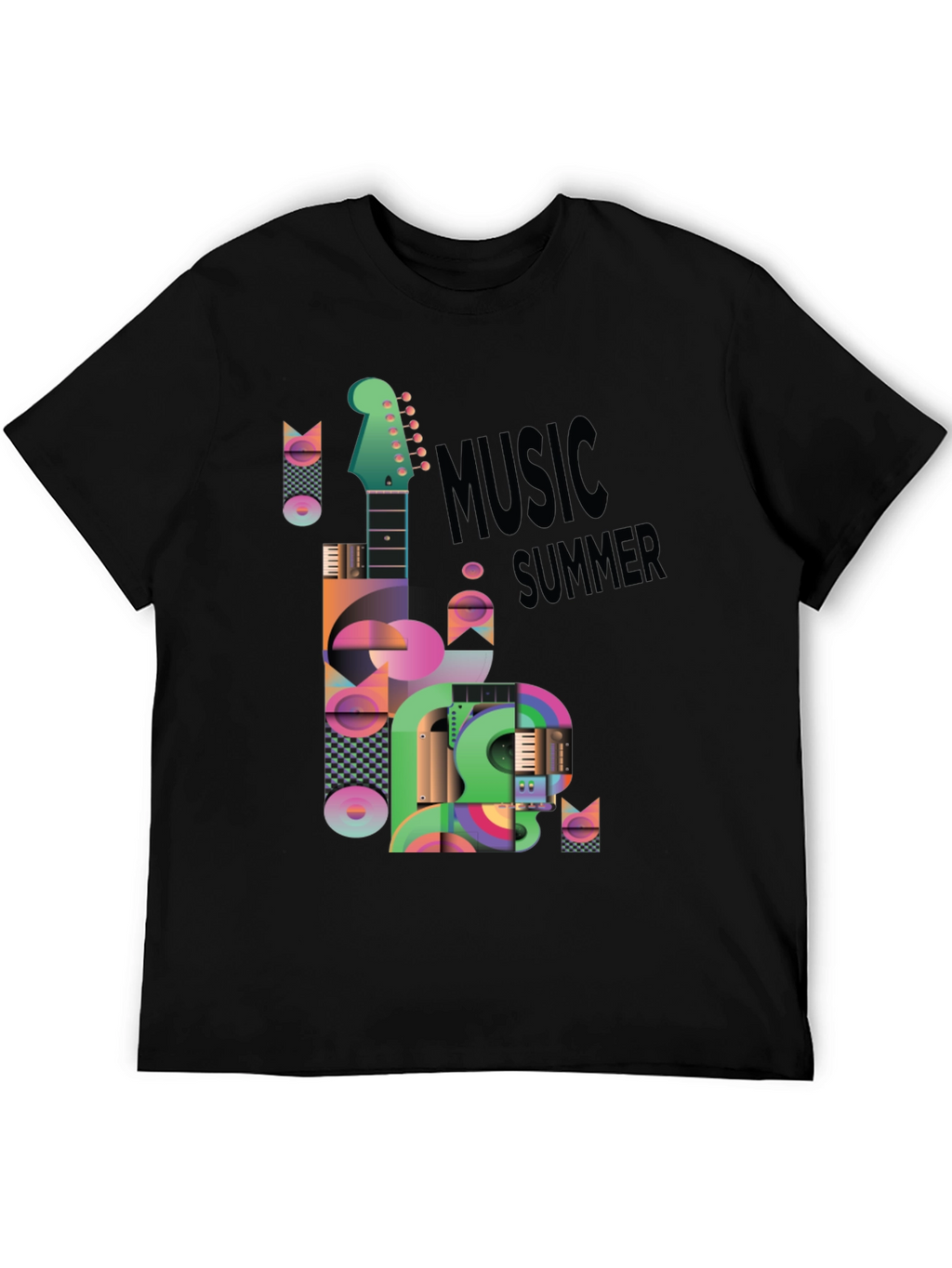 Music Summer Black Graphic T-Shirt
