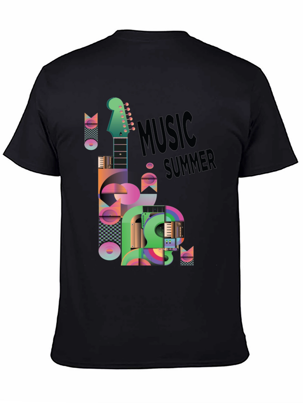 Music Summer Black Graphic T-Shirt