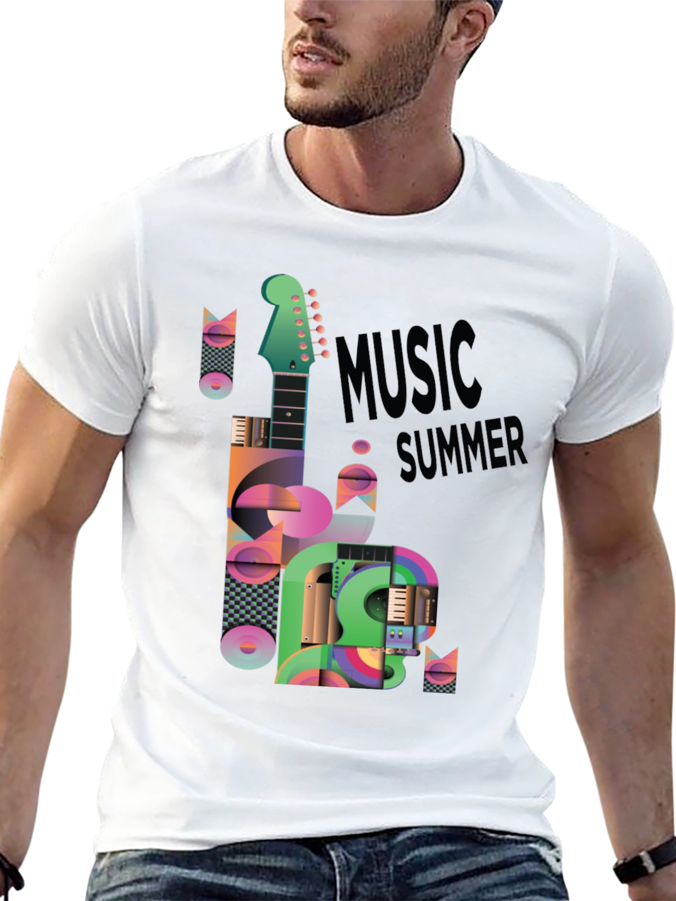 Music Summer Black Graphic T-Shirt