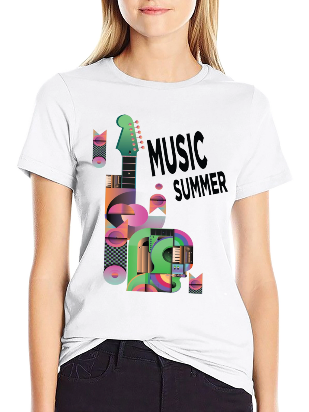 Music Summer Black Graphic T-Shirt