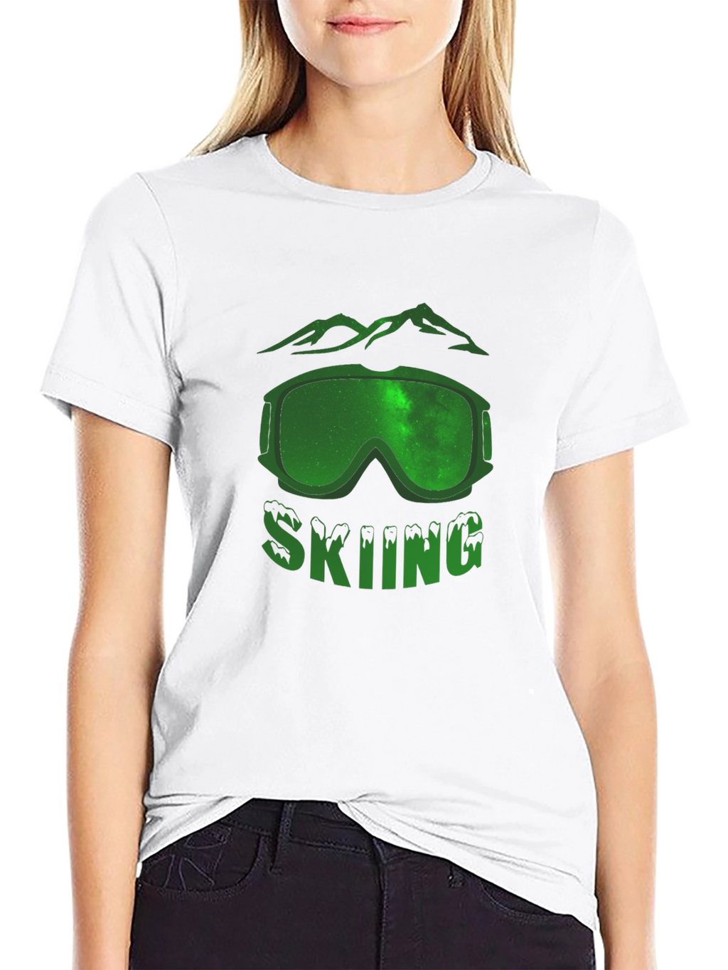 Skiing Graphic T-Shirt - Mountain Scene Design