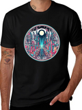 Cyberpunk Cityscape Graphic Tee - Retro Style