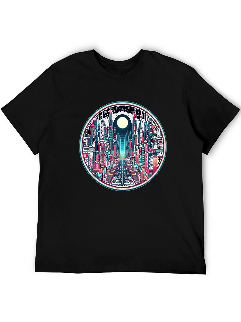 Cyberpunk Cityscape Graphic Tee - Retro Style