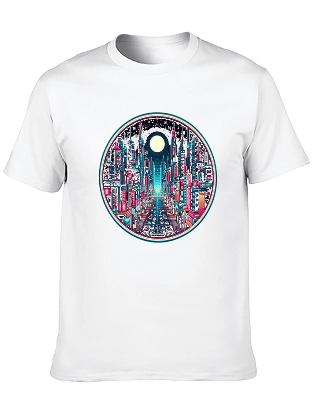 Cyberpunk Cityscape Graphic Tee - Retro Style