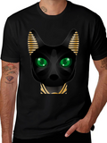Egyptian Cat Graphic T-Shirt - Black