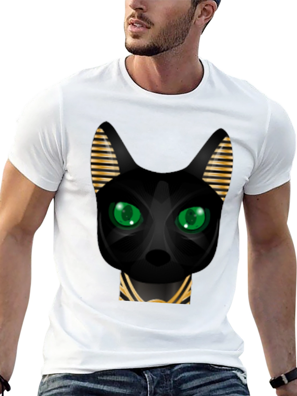 Egyptian Cat Graphic T-Shirt - Black
