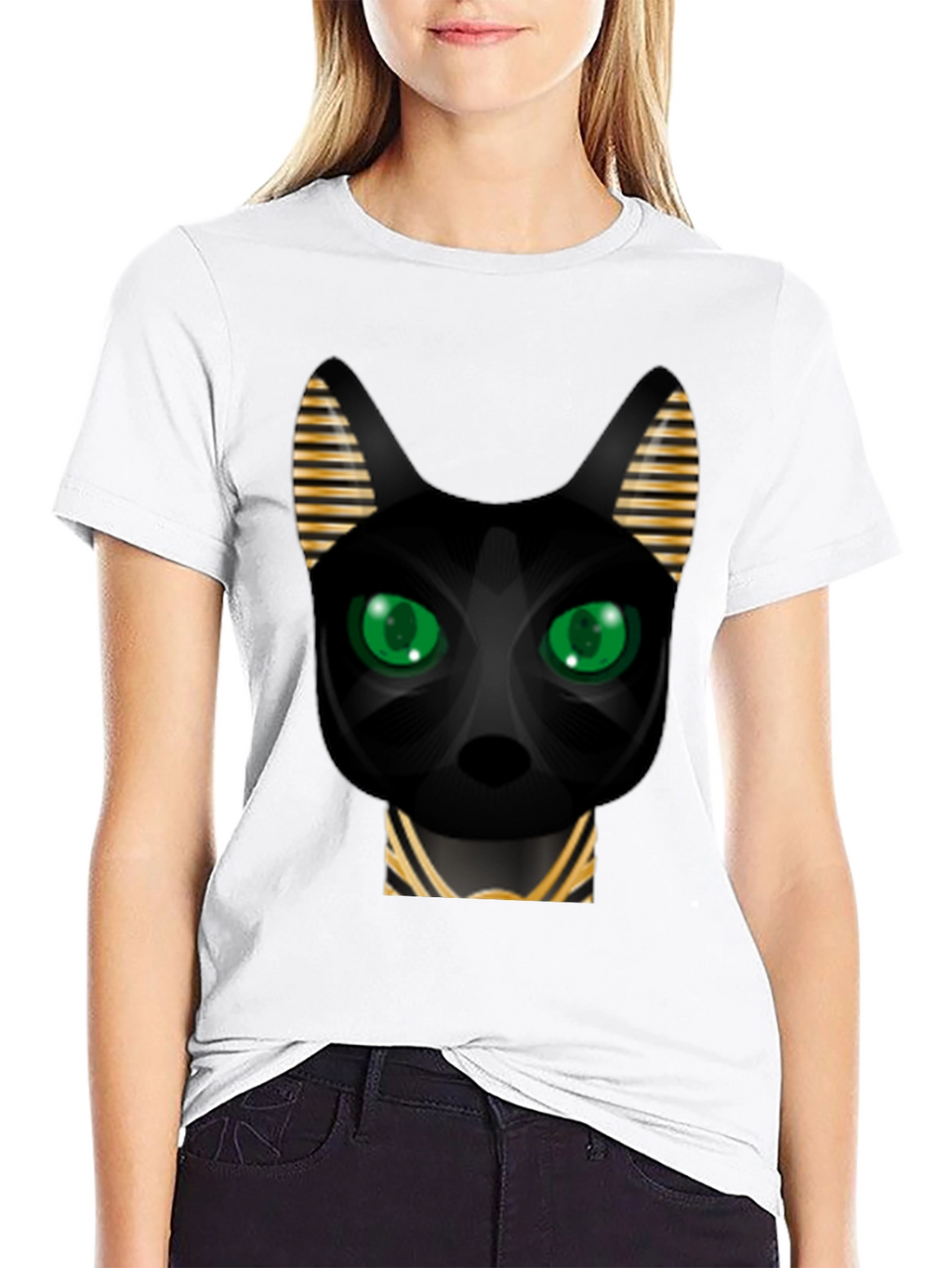 Egyptian Cat Graphic T-Shirt - Black
