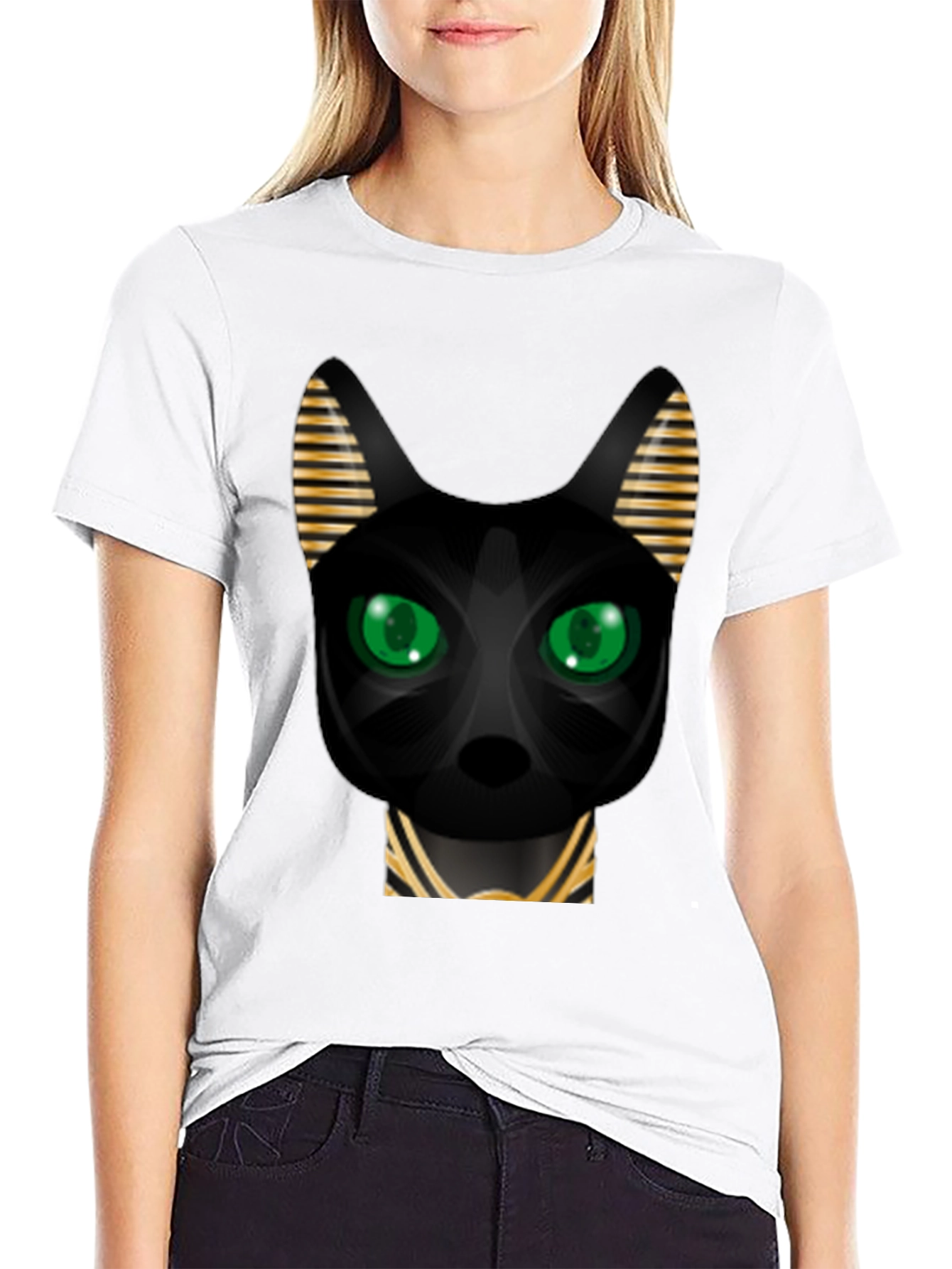Egyptian Cat Graphic T-Shirt - Black