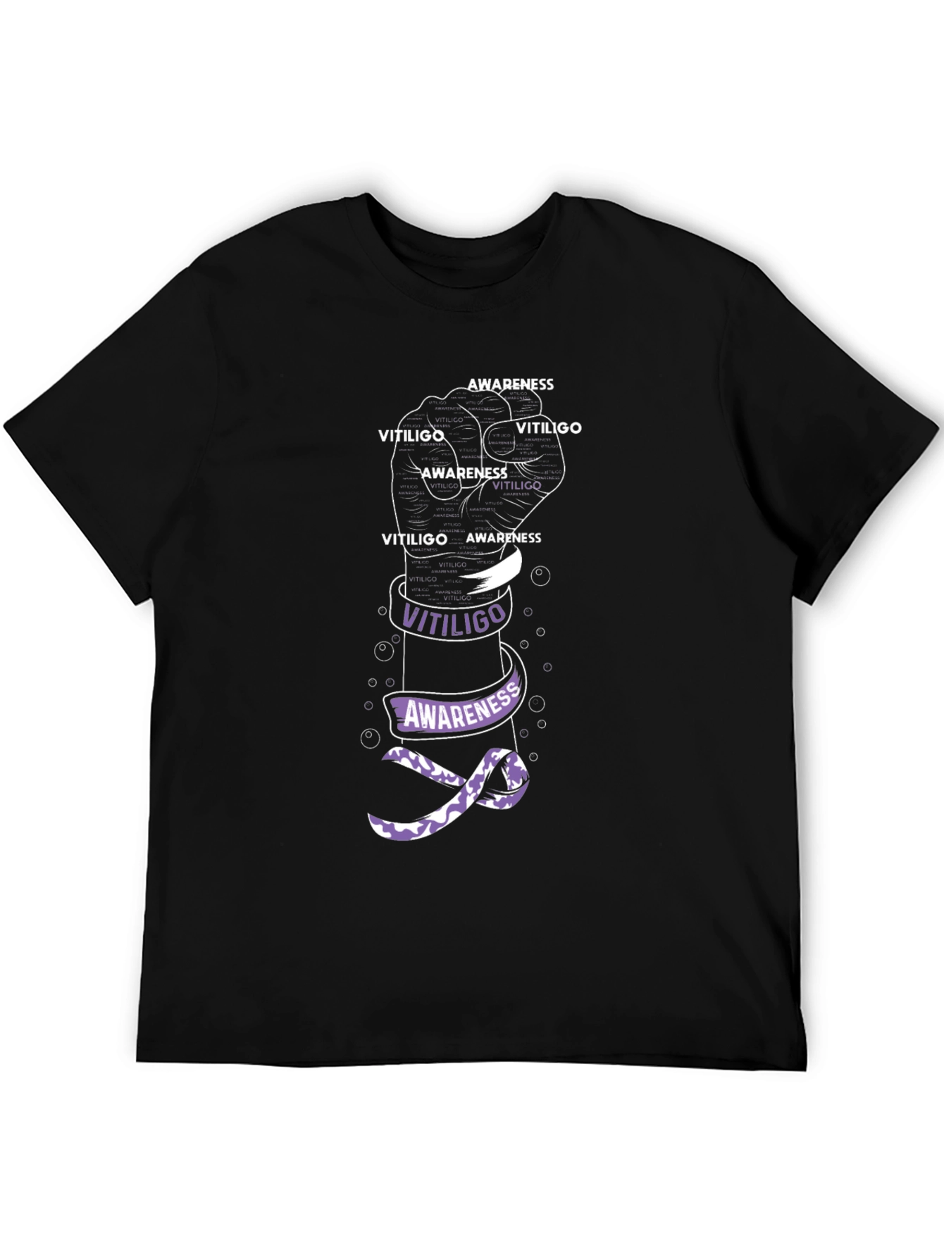 Vitiligo Awareness T-Shirt - Purple Ribbon Graphic Tee