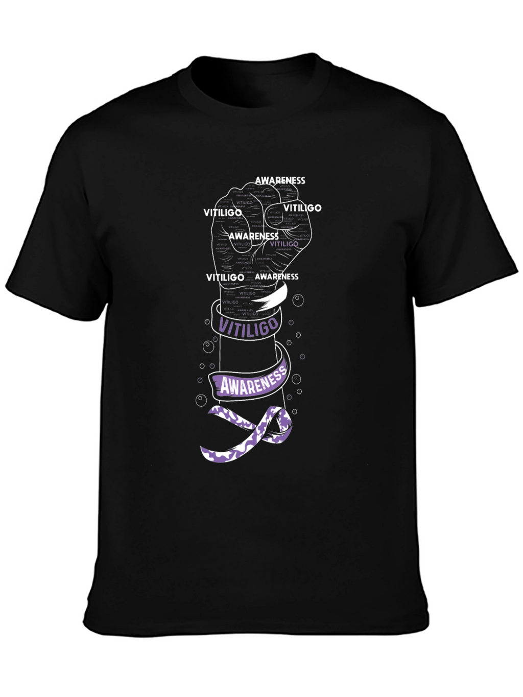 Vitiligo Awareness T-Shirt - Purple Ribbon Graphic Tee