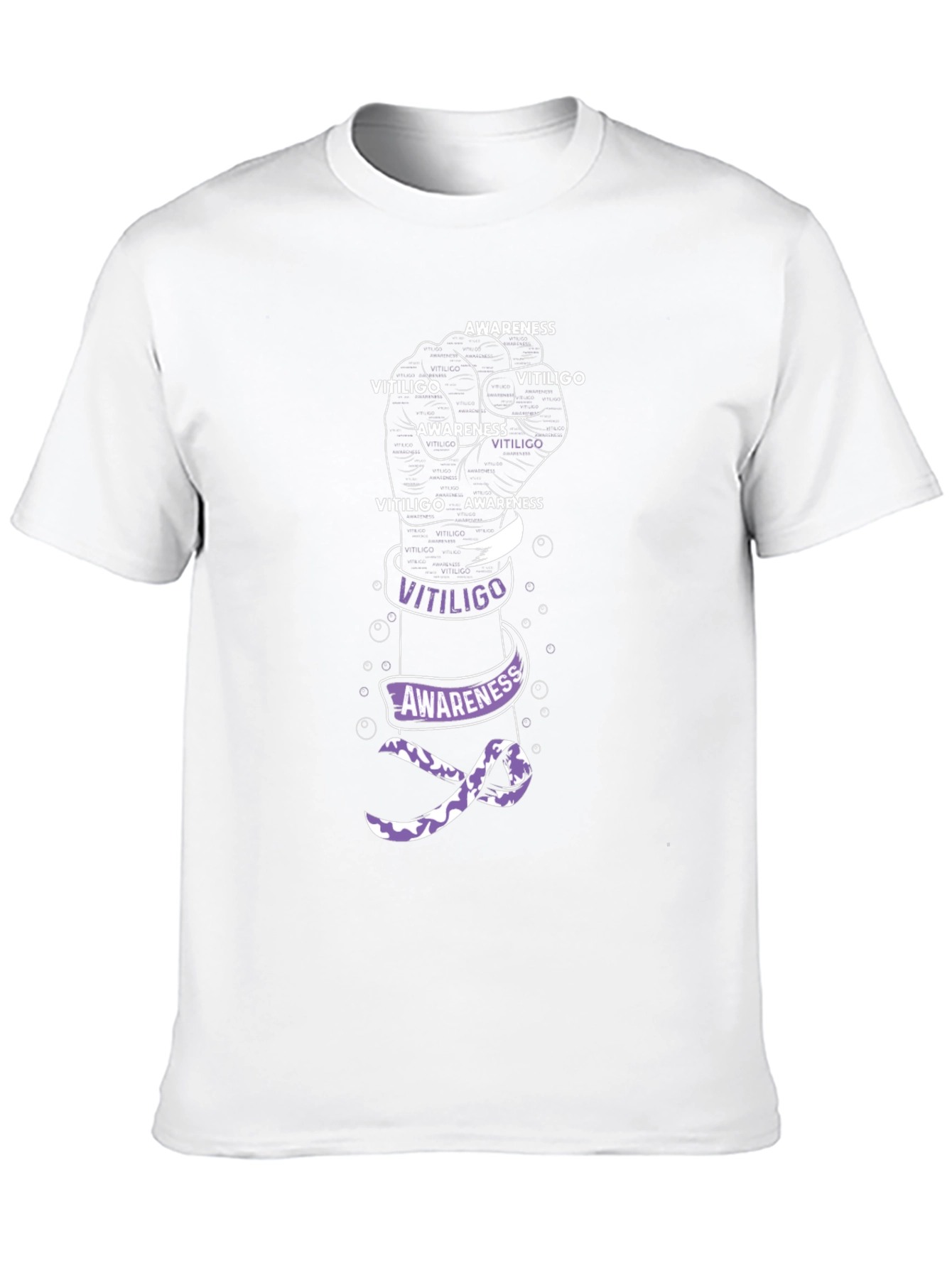 Vitiligo Awareness T-Shirt - Purple Ribbon Graphic Tee