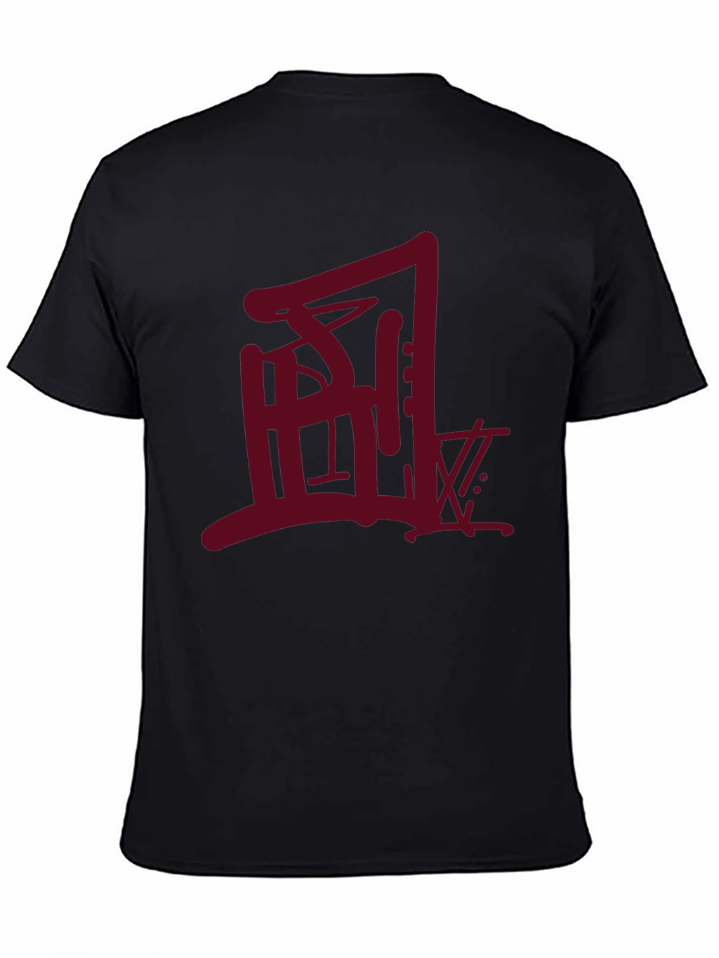 Urban Graphic Tee - Bold Maroon Design on Black