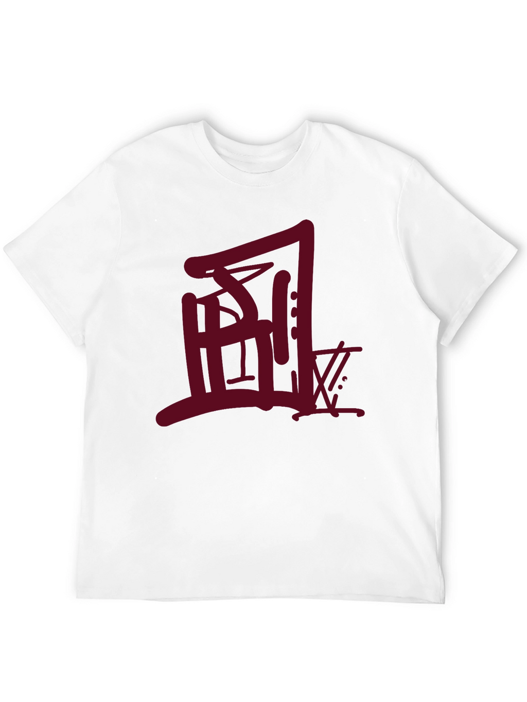Urban Graphic Tee - Bold Maroon Design on Black
