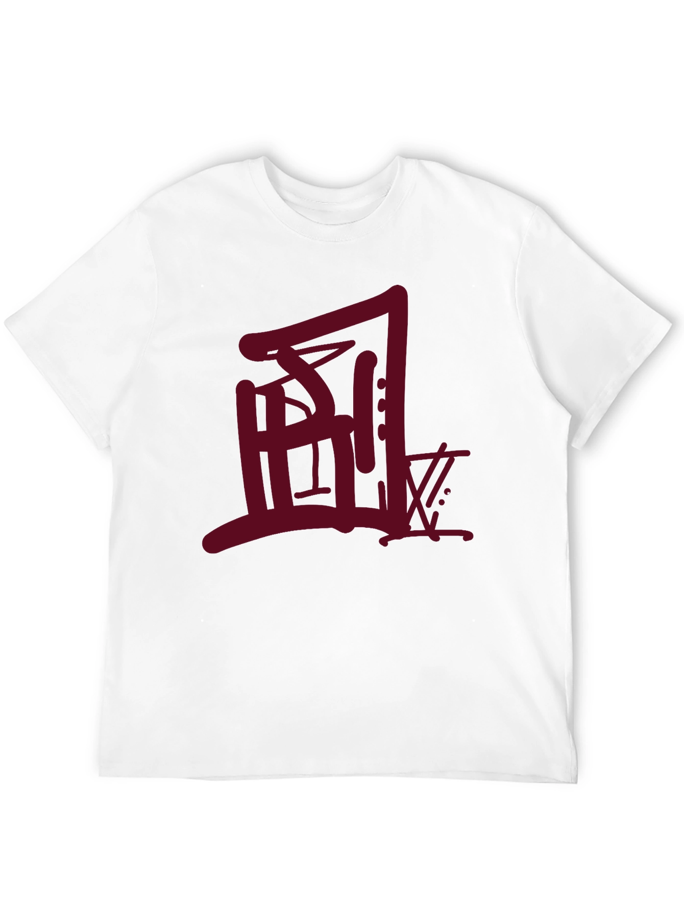 Urban Graphic Tee - Bold Maroon Design on Black