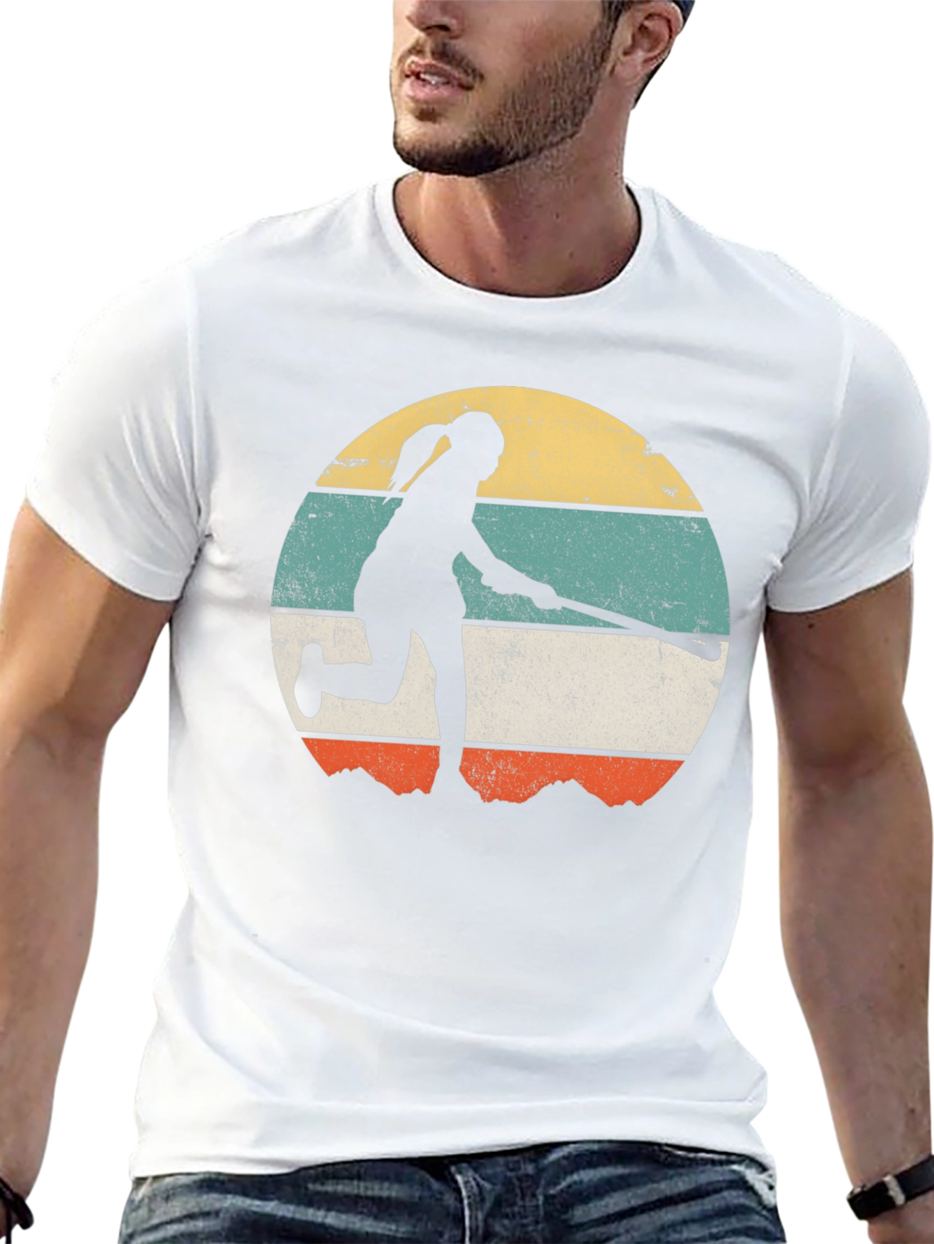 Retro Field Hockey Player Graphic Tee