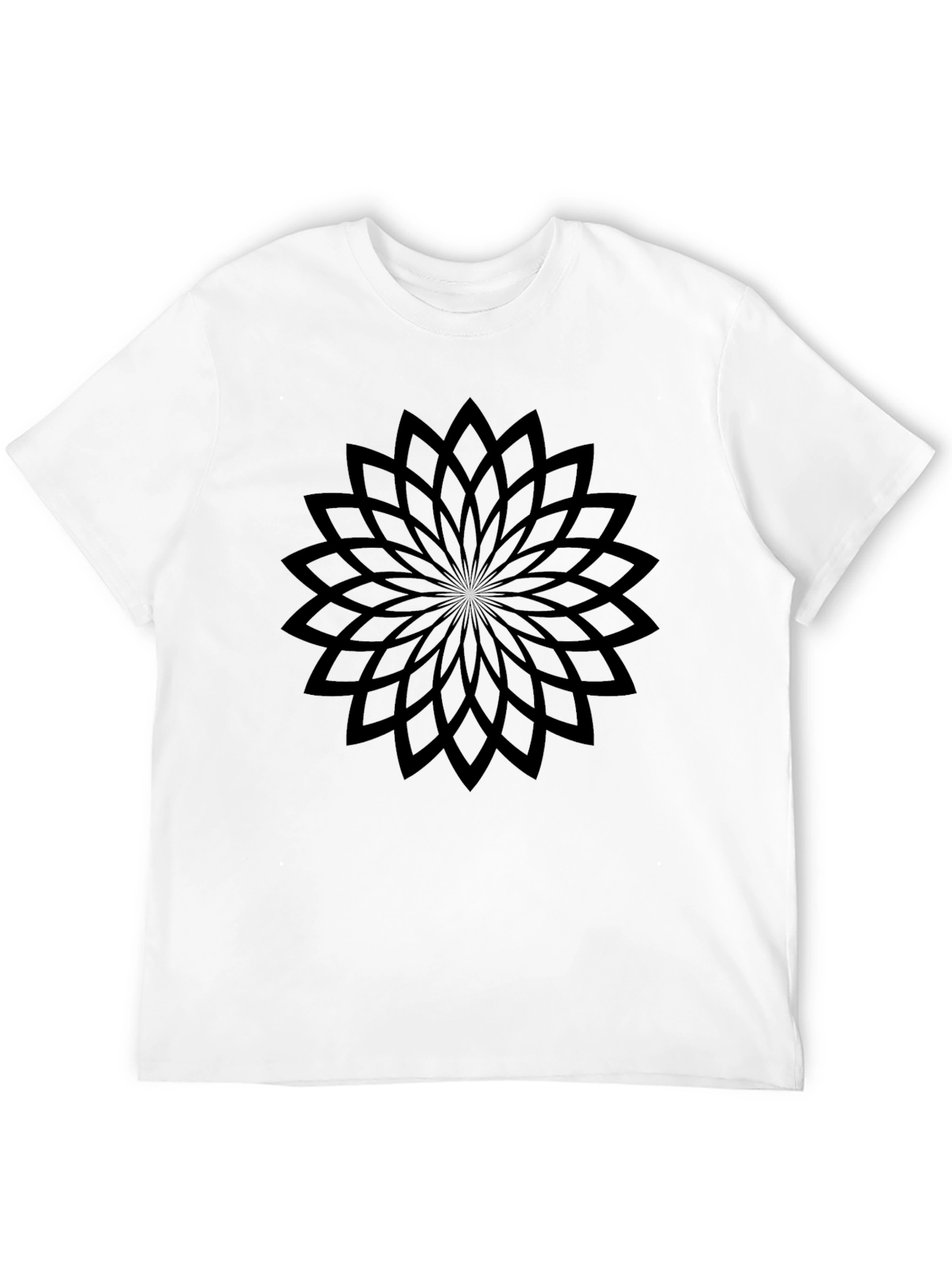 Geometric Flower Black T-Shirt