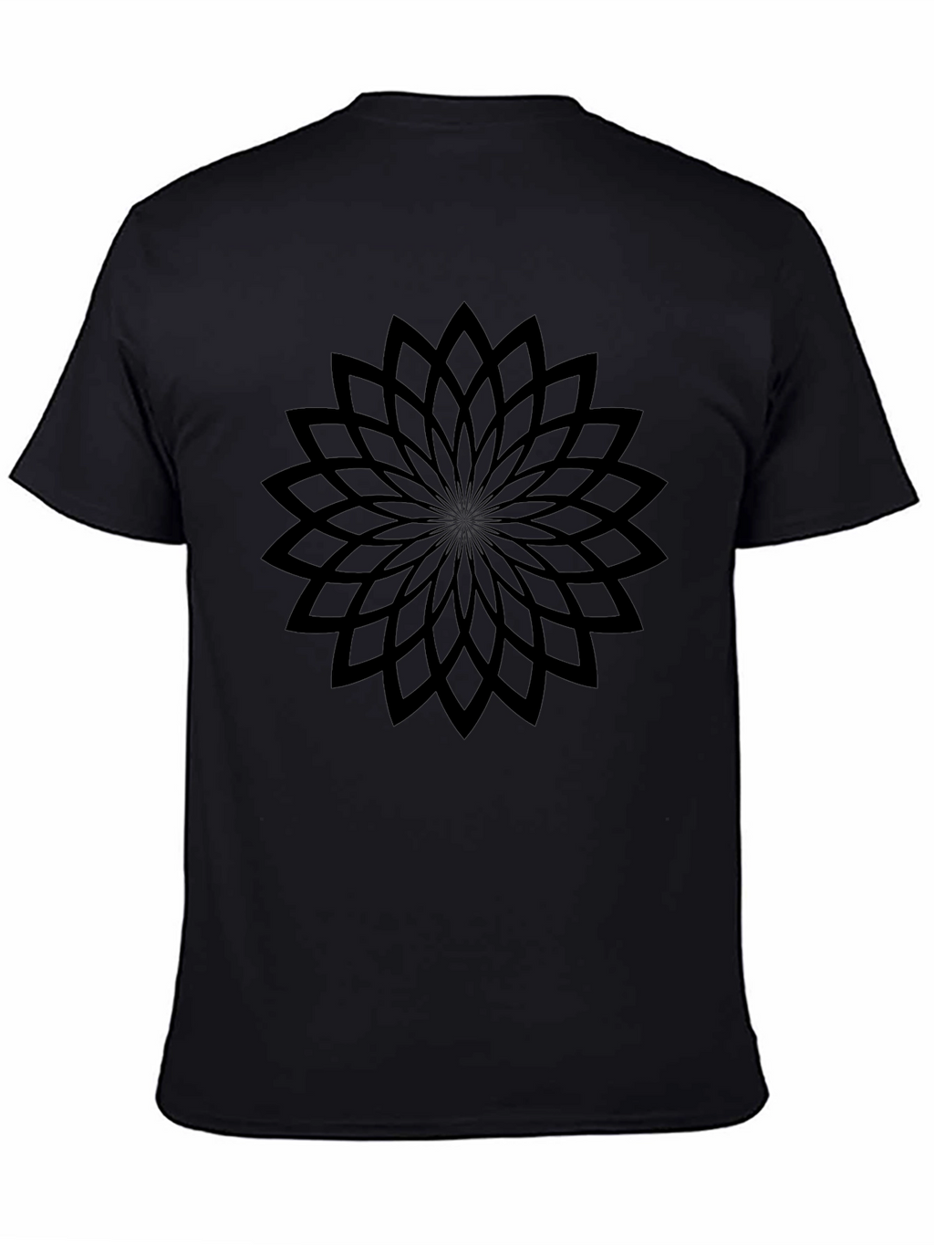 Geometric Flower Black T-Shirt