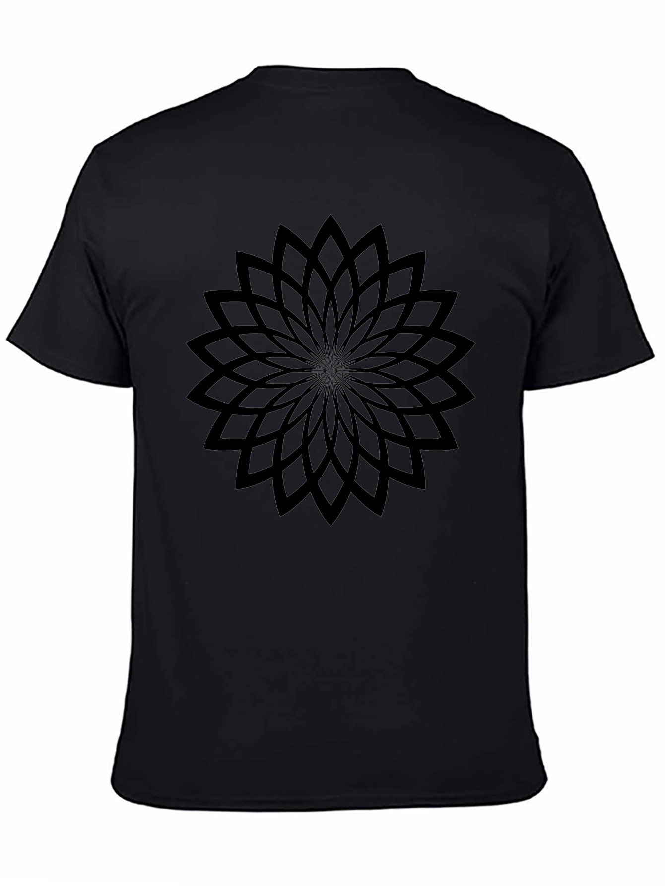 Geometric Flower Black T-Shirt