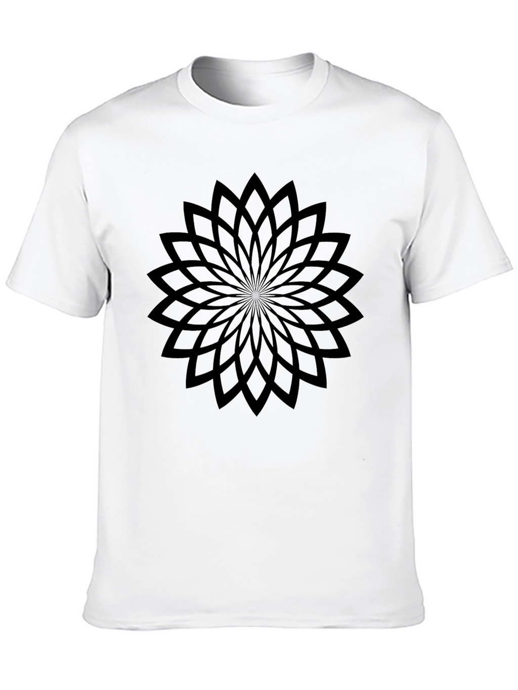 Geometric Flower Black T-Shirt
