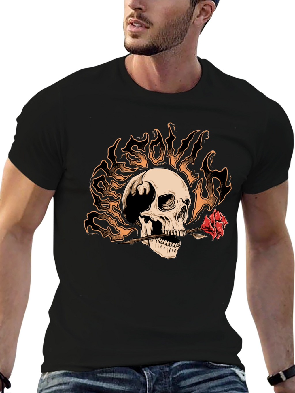 Skull & Rose Graphic Tee - Edgy Style