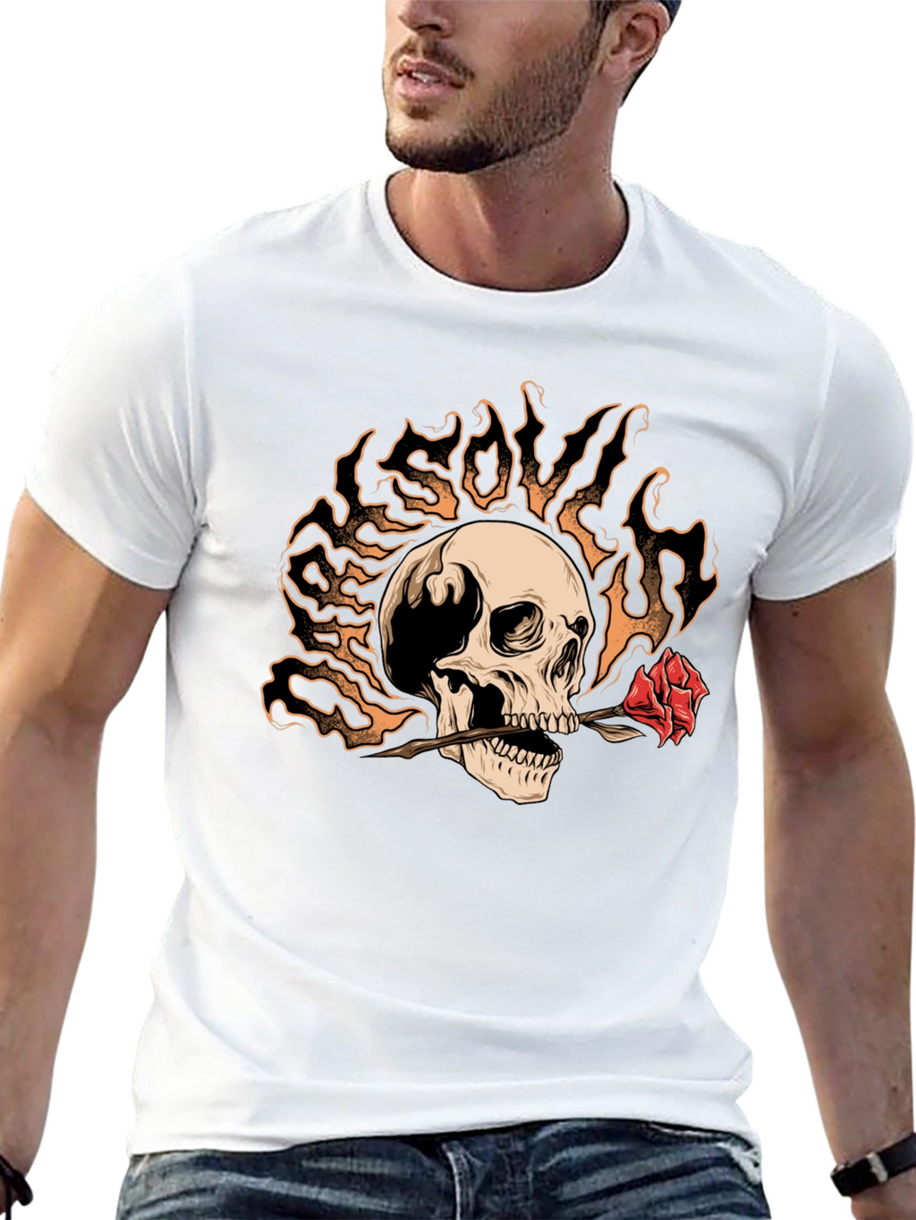 Skull & Rose Graphic Tee - Edgy Style