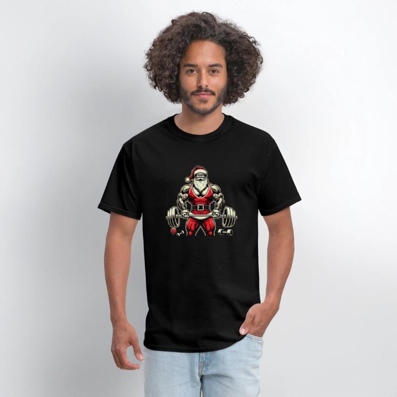 Muscular Santa Gym Lover T-Shirt – Bold Christmas