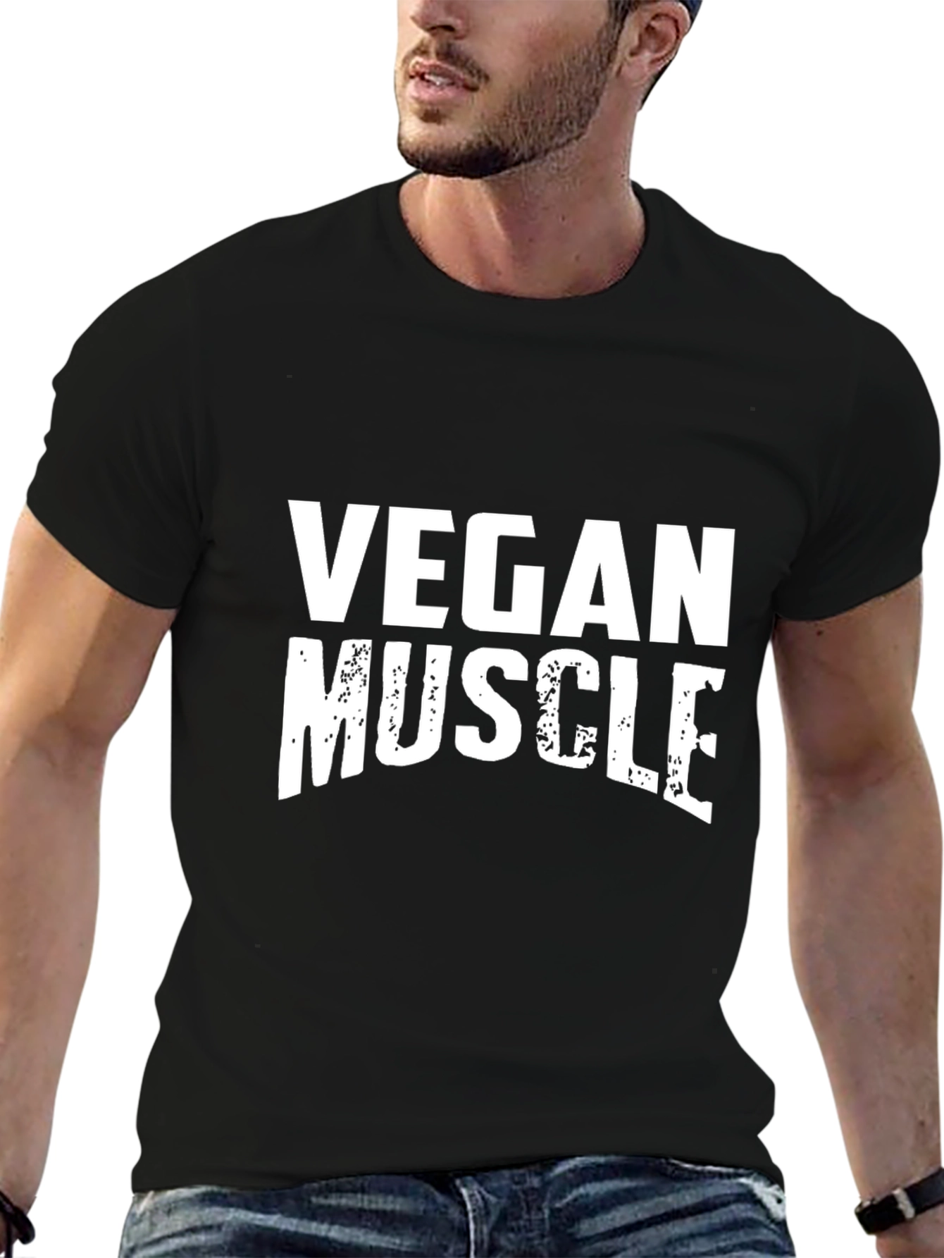 Vegan Muscle T-Shirt - Black Graphic Tee