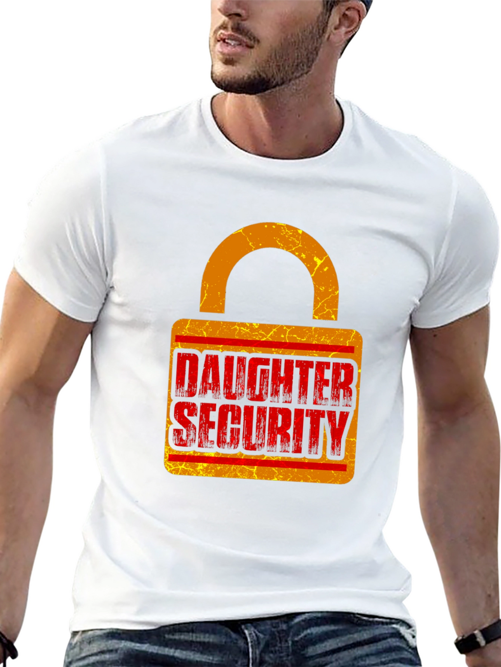 Daughter Security Lock Graphic Tee - Protective Dad Gift