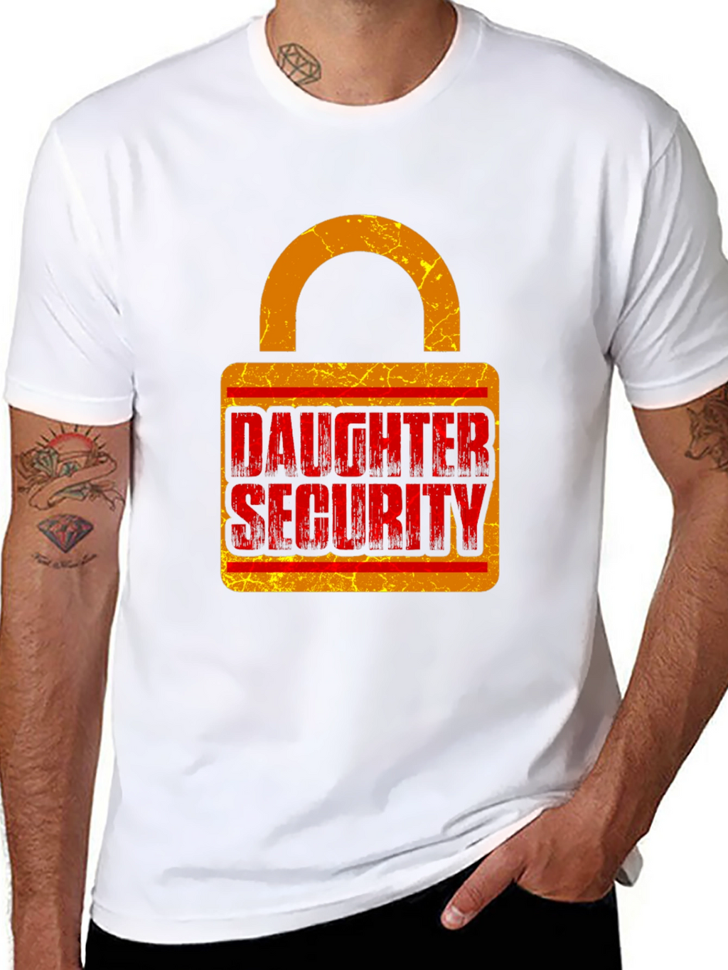Daughter Security Lock Graphic Tee - Protective Dad Gift