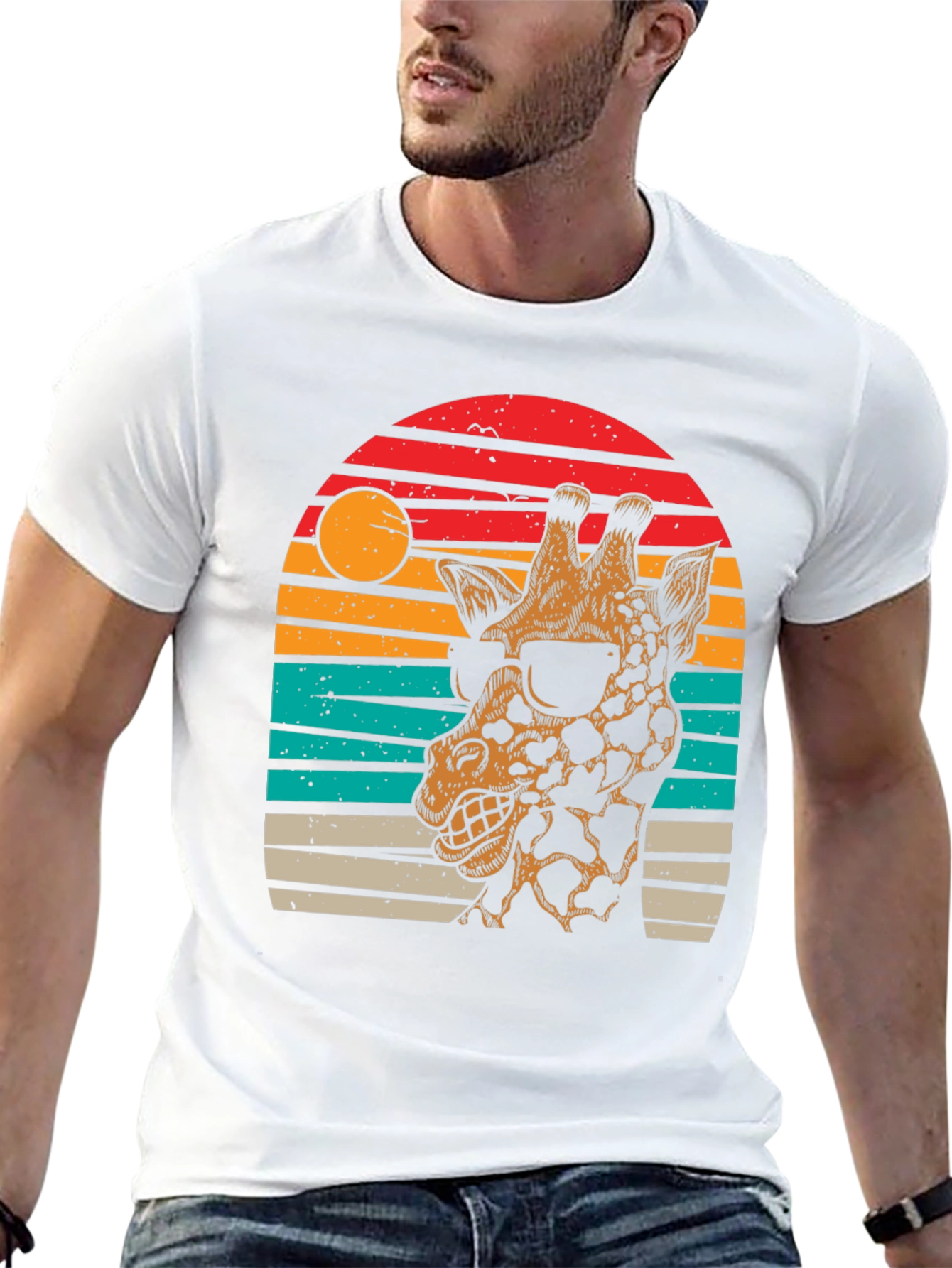 Cool Giraffe Sunset Graphic Tee