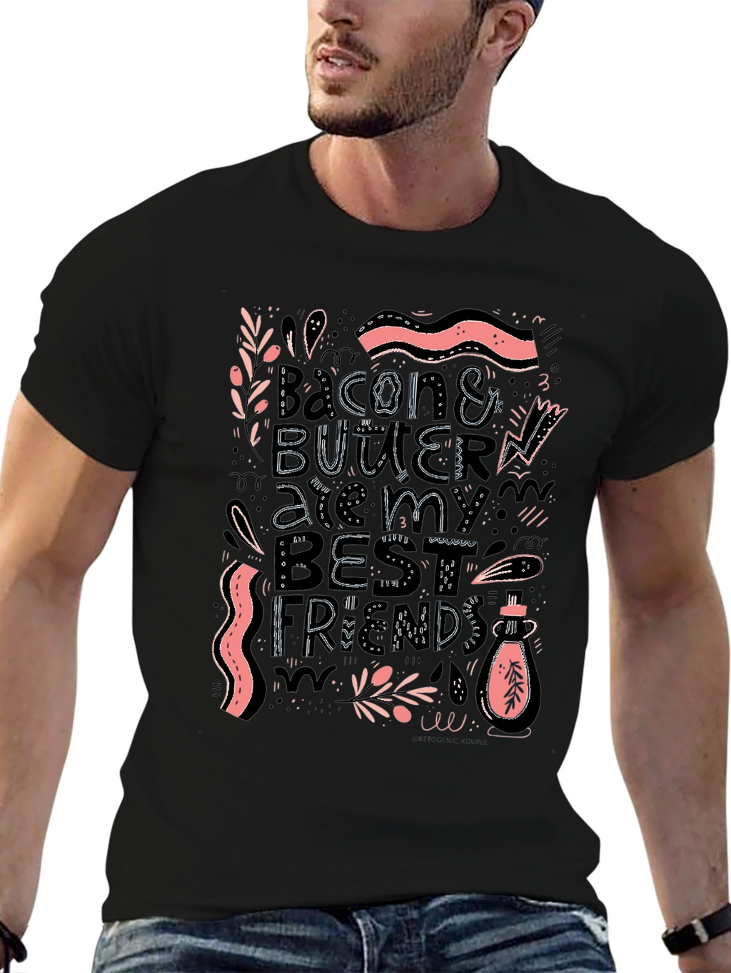 Bacon & Butter Best Friends Black Graphic Tee
