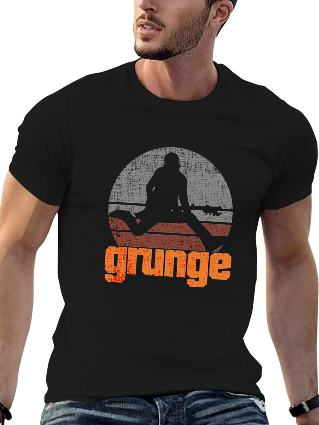 Grunge Guitarist Graphic T-Shirt - Retro Rock Style