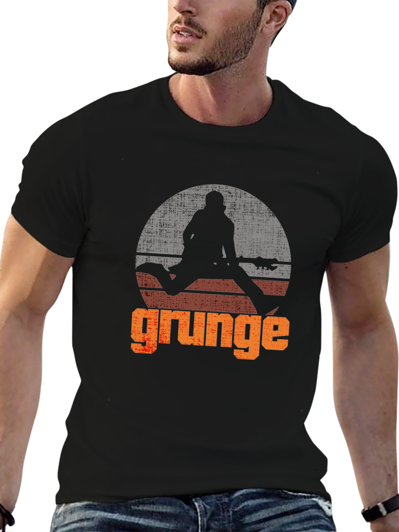 Grunge Guitarist Graphic T-Shirt - Retro Rock Style