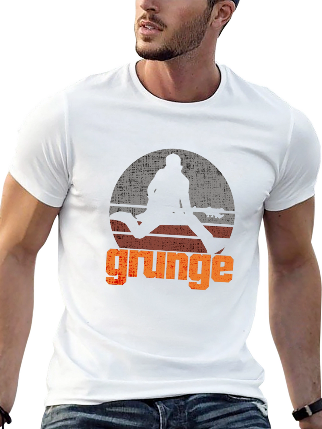 Grunge Guitarist Graphic T-Shirt - Retro Rock Style