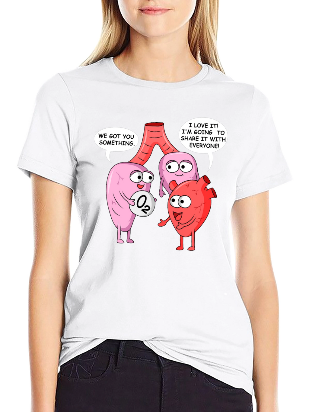 Funny Anatomy T-Shirt - Heart Lungs & Oxygen
