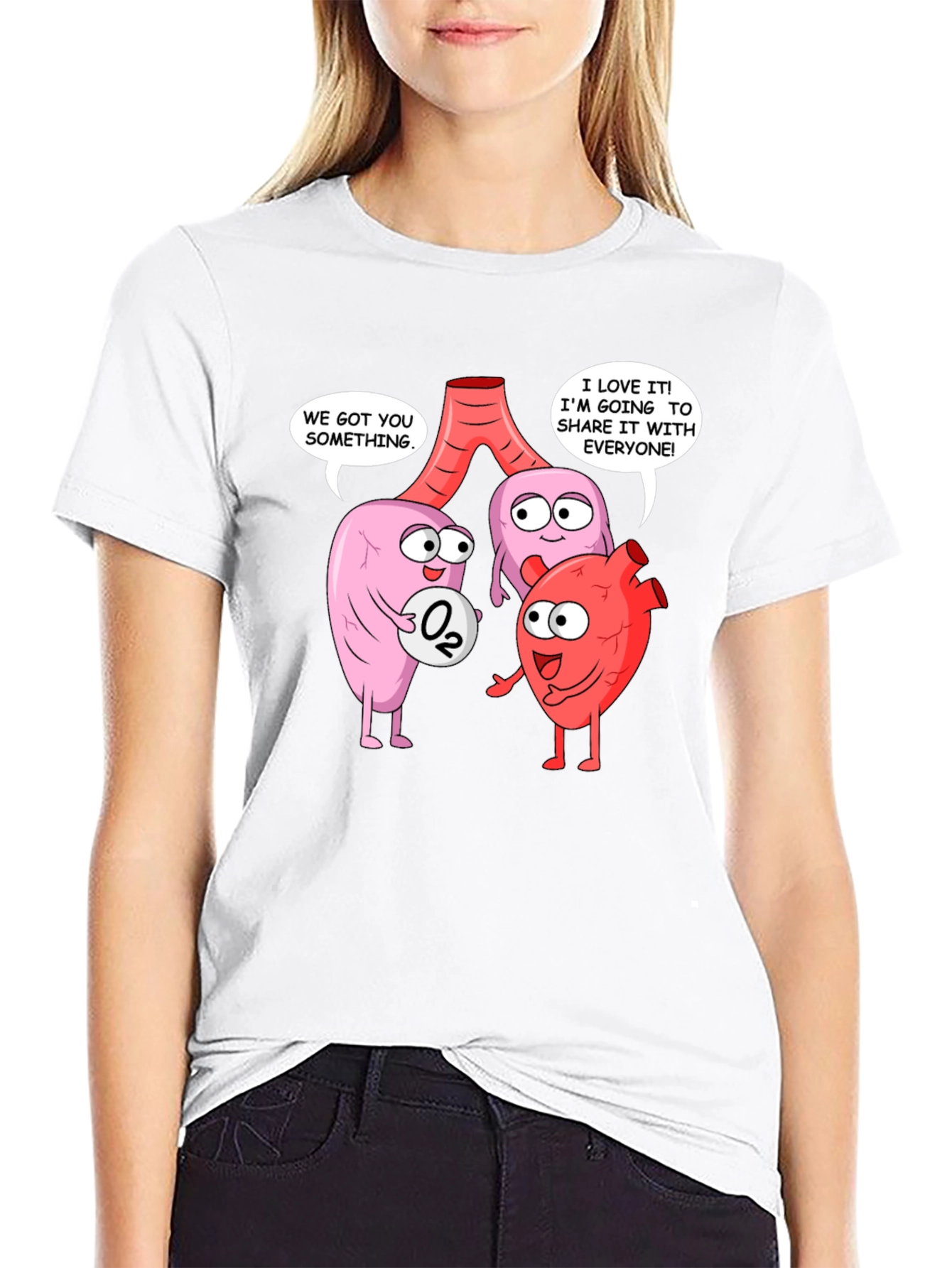 Funny Anatomy T-Shirt - Heart Lungs & Oxygen