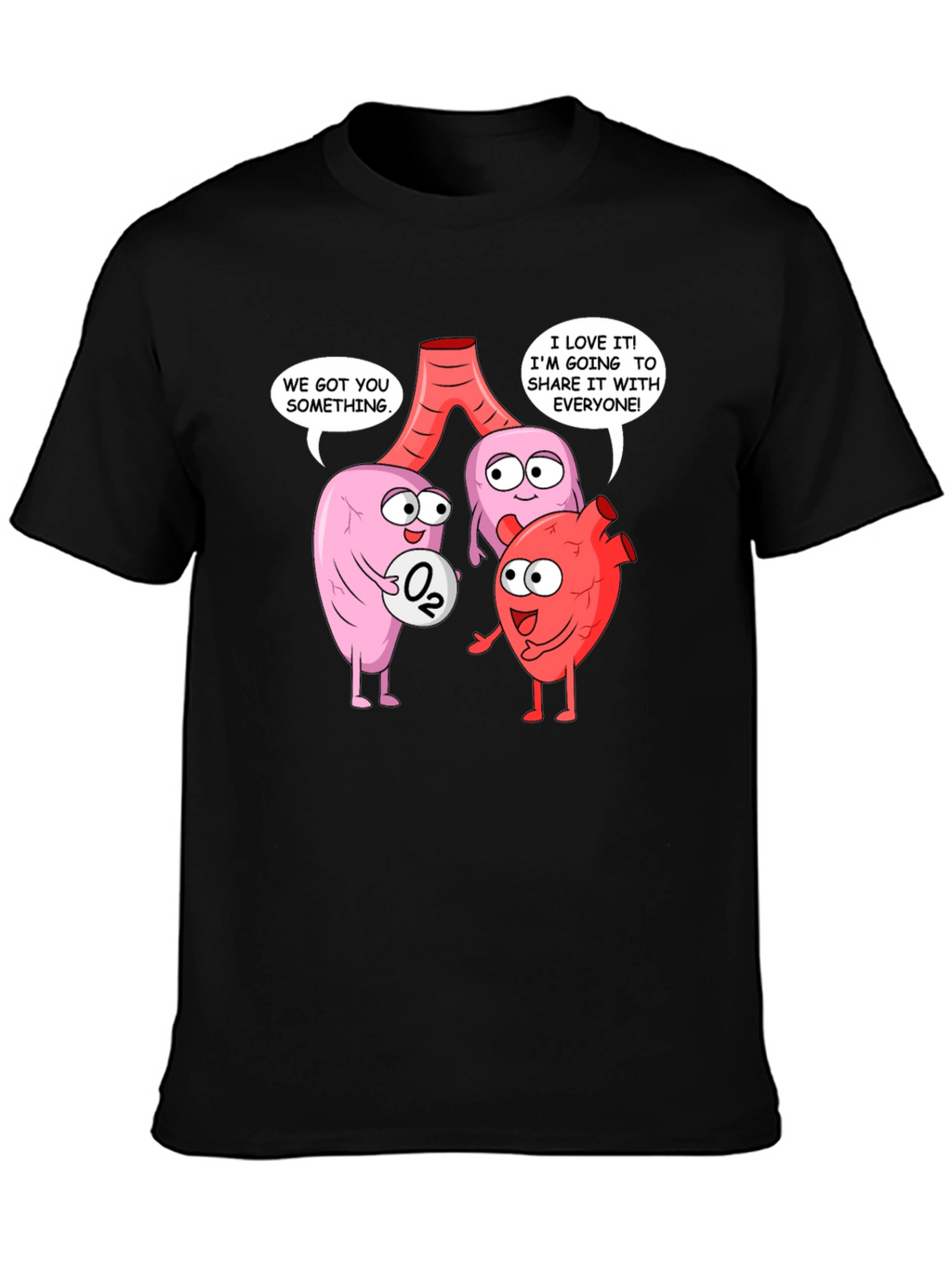 Funny Anatomy T-Shirt - Heart Lungs & Oxygen